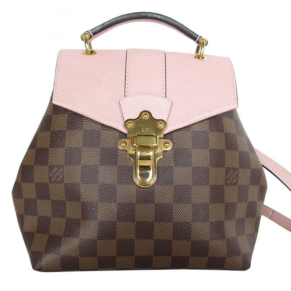 Louis Vuitton Damier Clapton Backpack Canvas Leather Brown Pink Gold